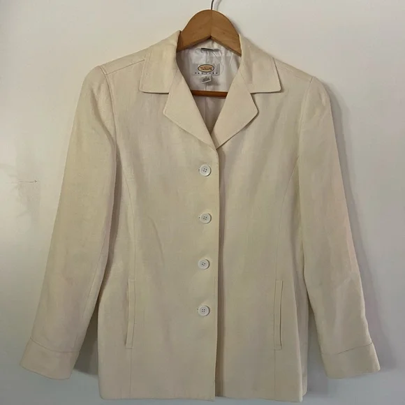 TALBOTS WOMEN IRISH LINEN CREAM JACKET - Picture 2 of 16